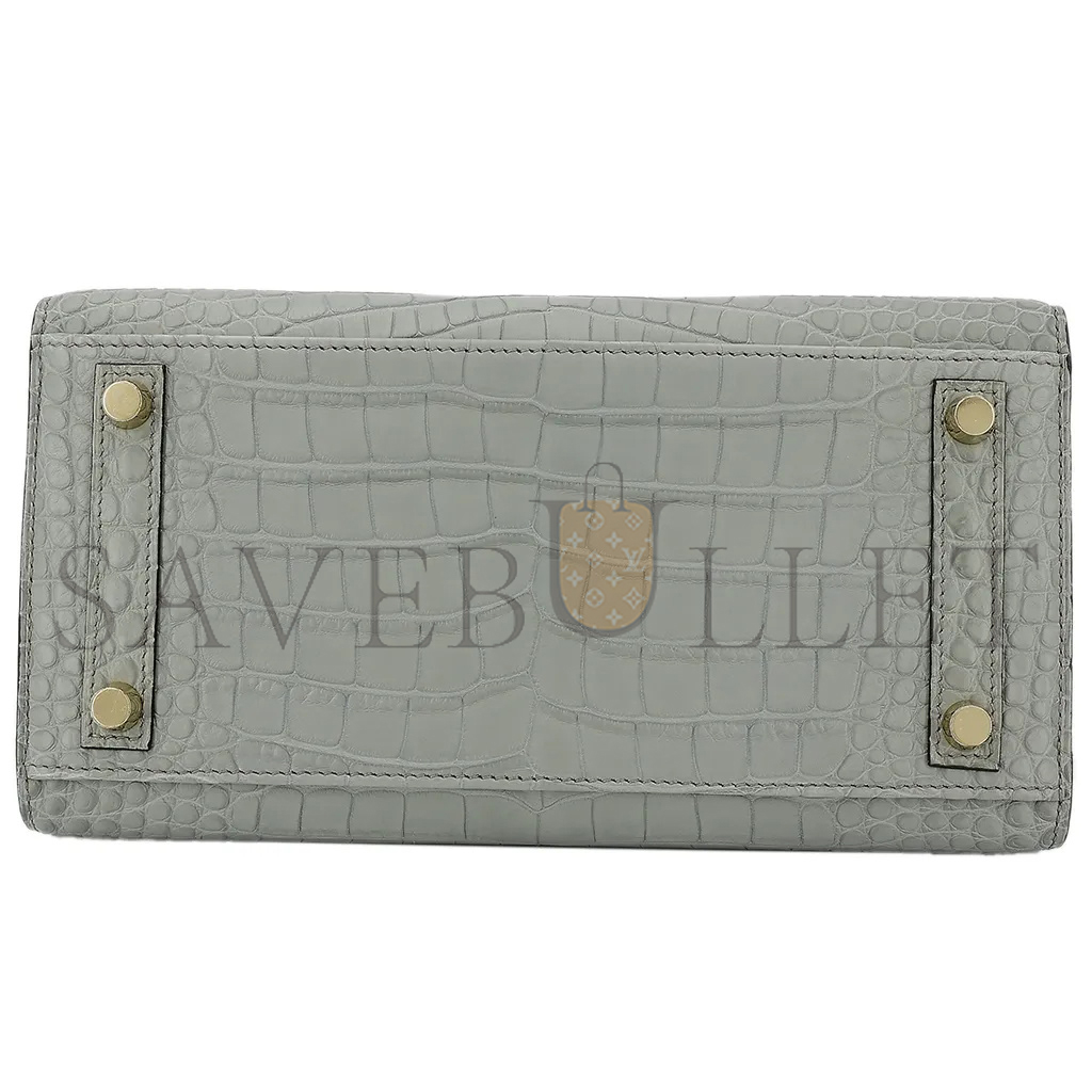 H**mes master birkin 20 crocodile leather crystal grey silver buckle h041350ck05 (20*15.5*11cm)
